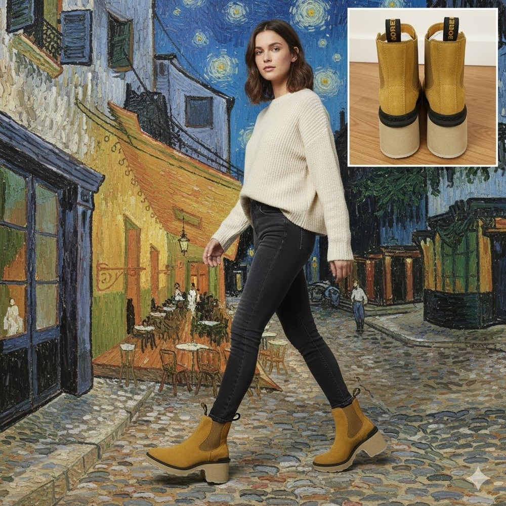 Sorel Women's Brex Boot Waterproof Platform Flared Heel Suede Size 10.5 Yellow